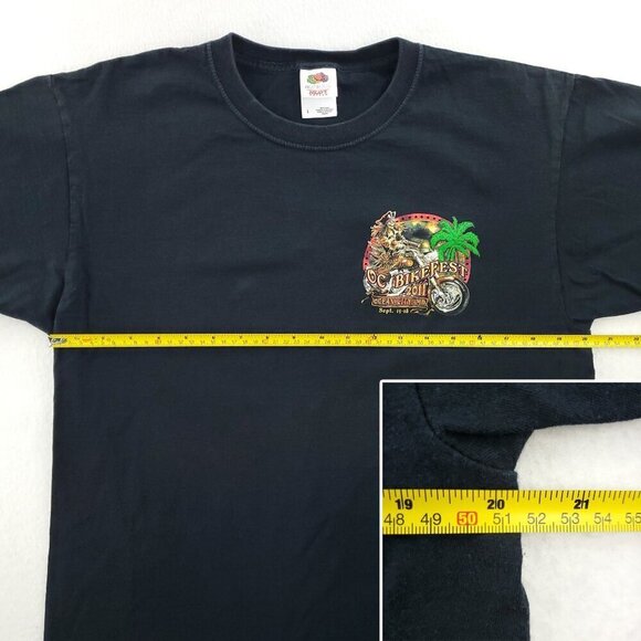 Ocean City Bikefest T-Shirt Pirate Skeleton Biker Palm Tree 2011 Maryland Large - Picture 6 of 9